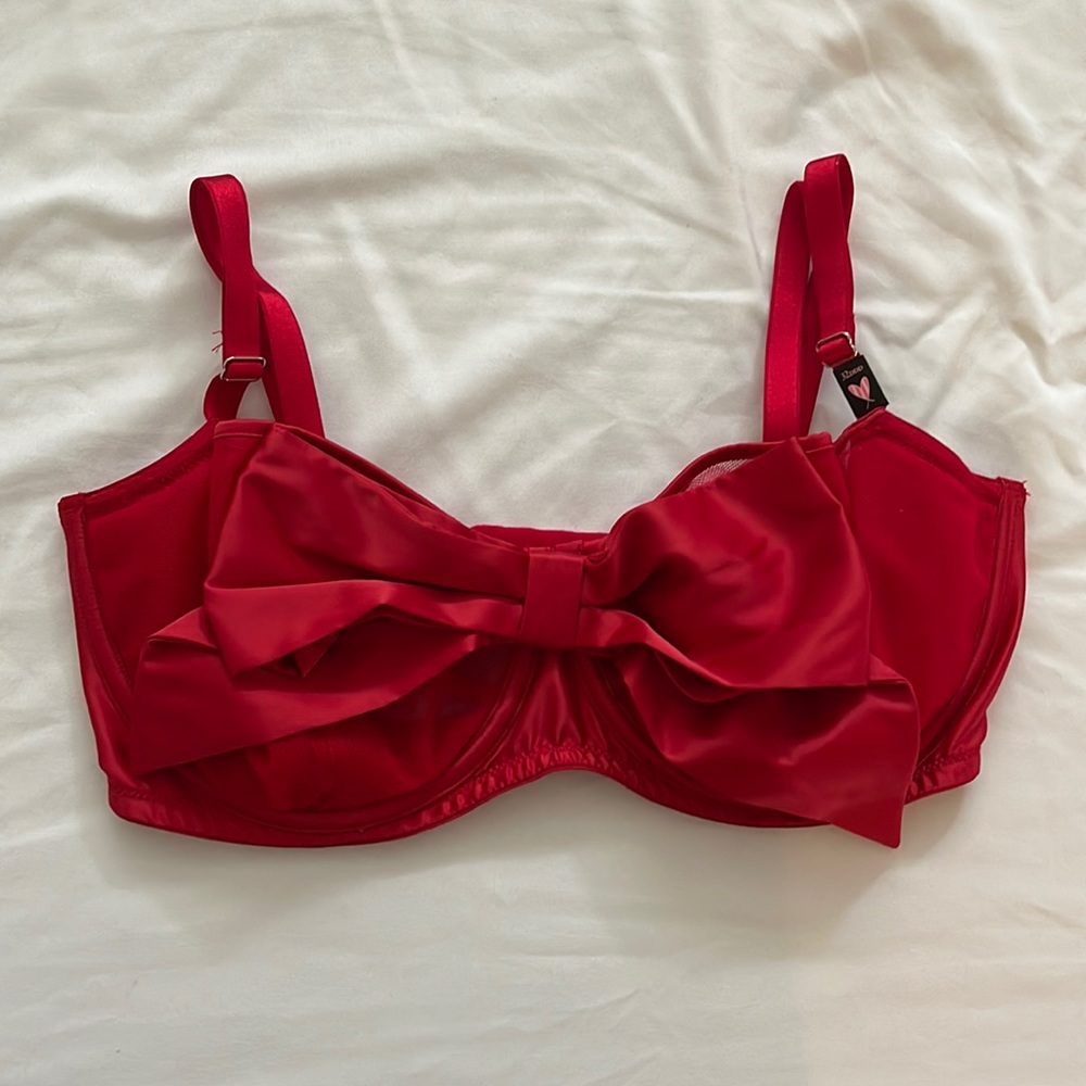 NEW Victoria’s Secret red mesh bow tie bra